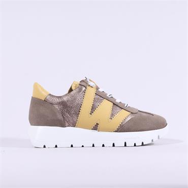 Wonders Odisei Two Tone Bungee Trainer - Taupe Yellow